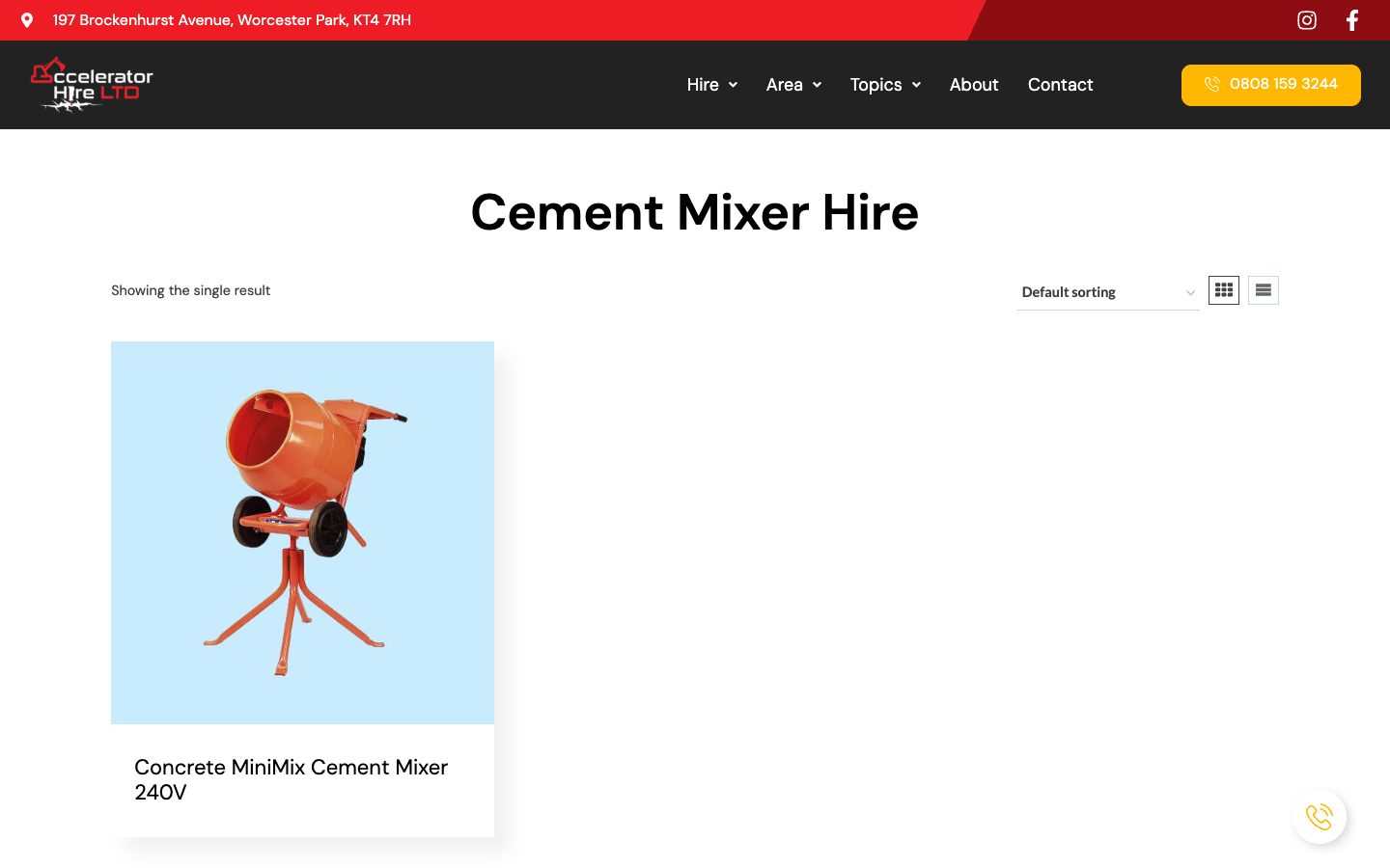 Accelerator Hire website: Cement mixer hire