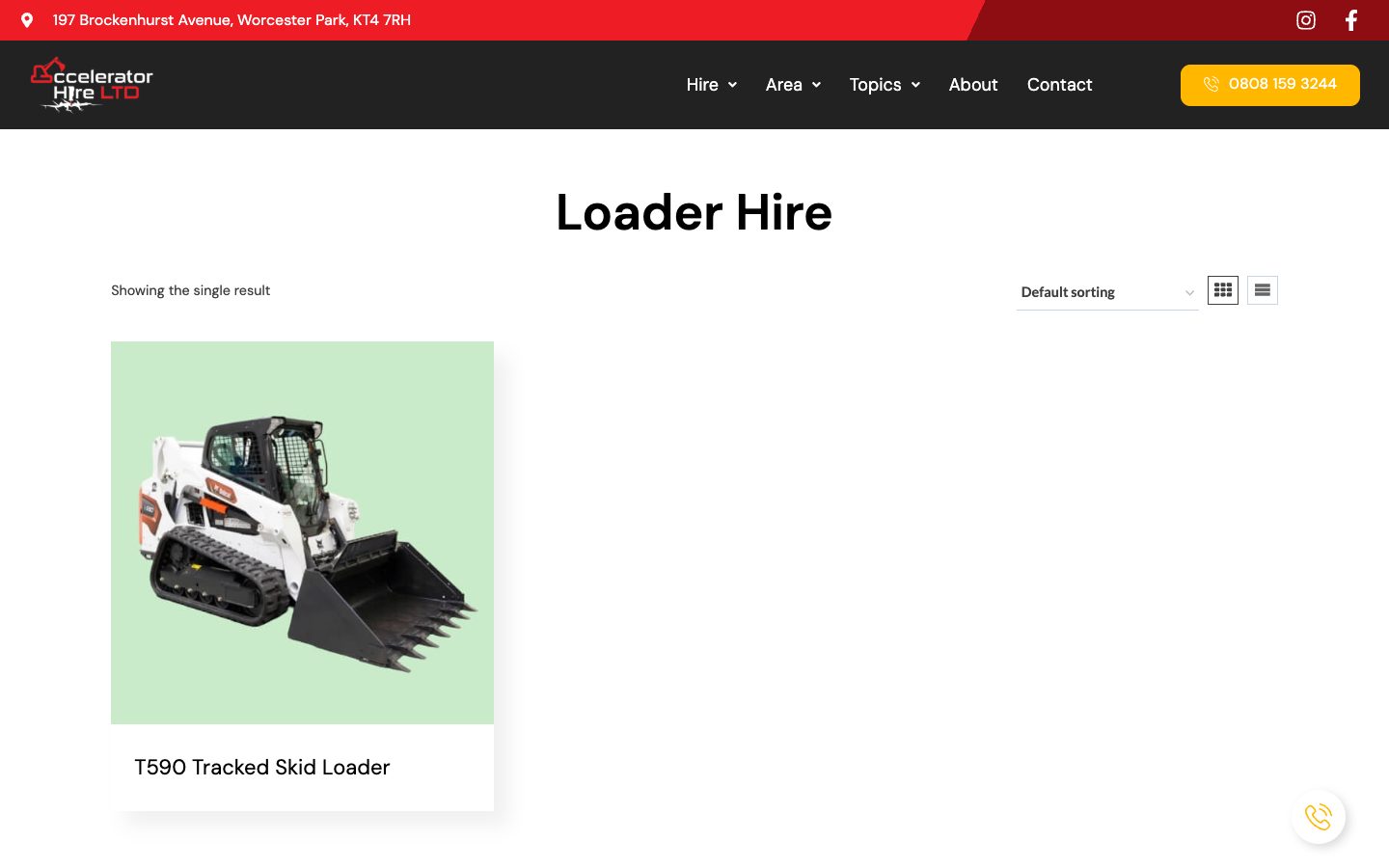 Accelerator Hire website: Loader Hire Surrey