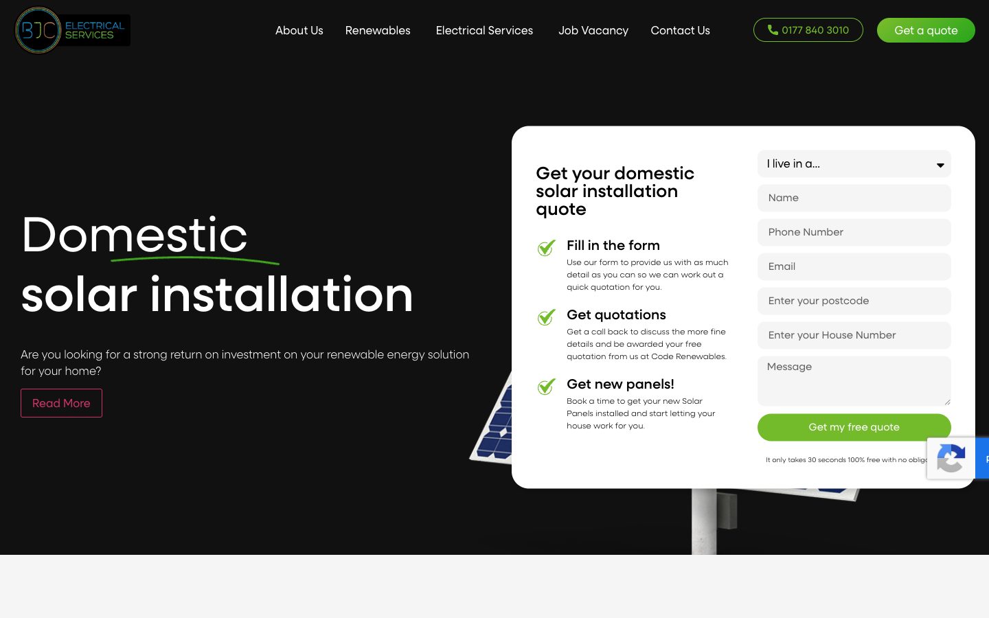 BJC Electrical website: Domestic Solar Installers Peterborough
