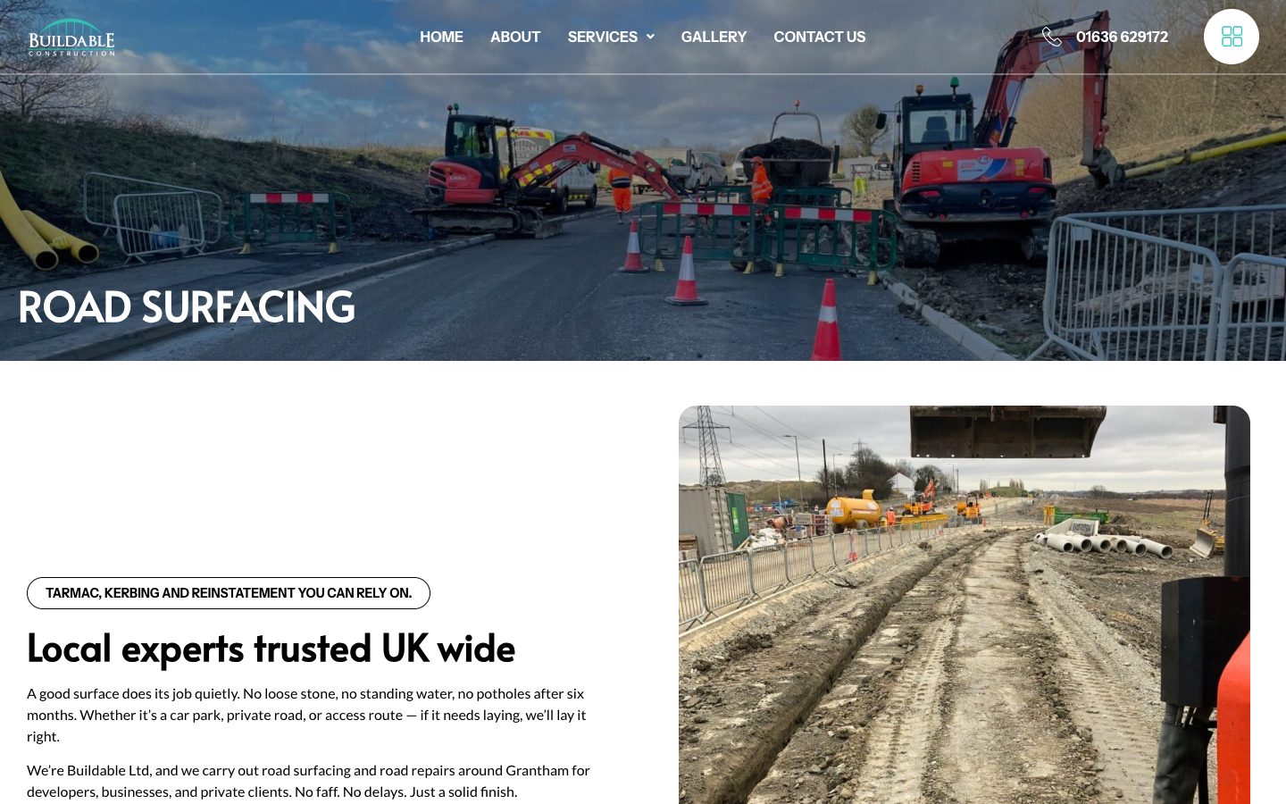 Buildable website: Road Surfacing Grantham