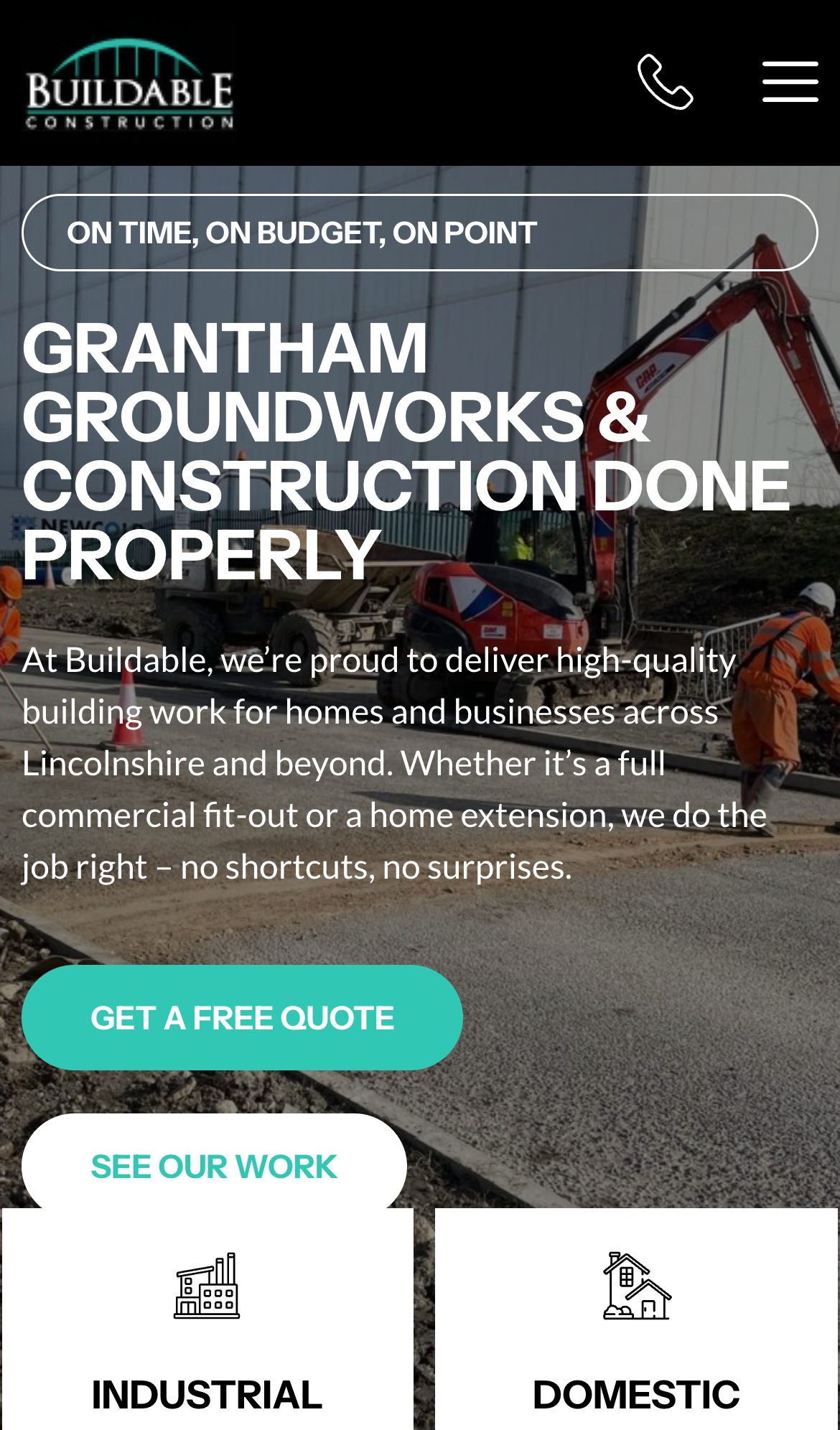 Buildable website on a phone: Buildable Ltd, Grantham