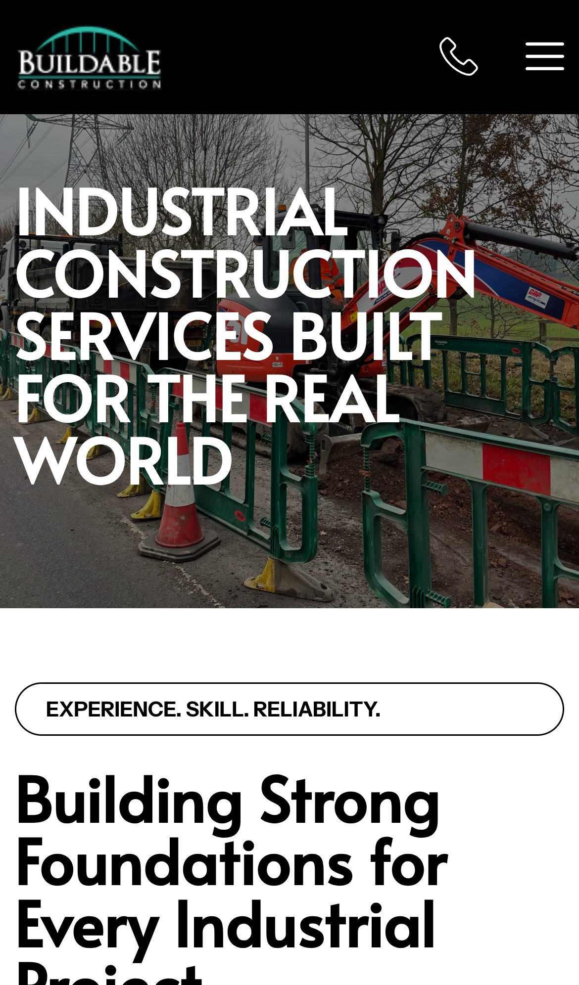 Buildable website on a phone: Industrial Construction Grantham