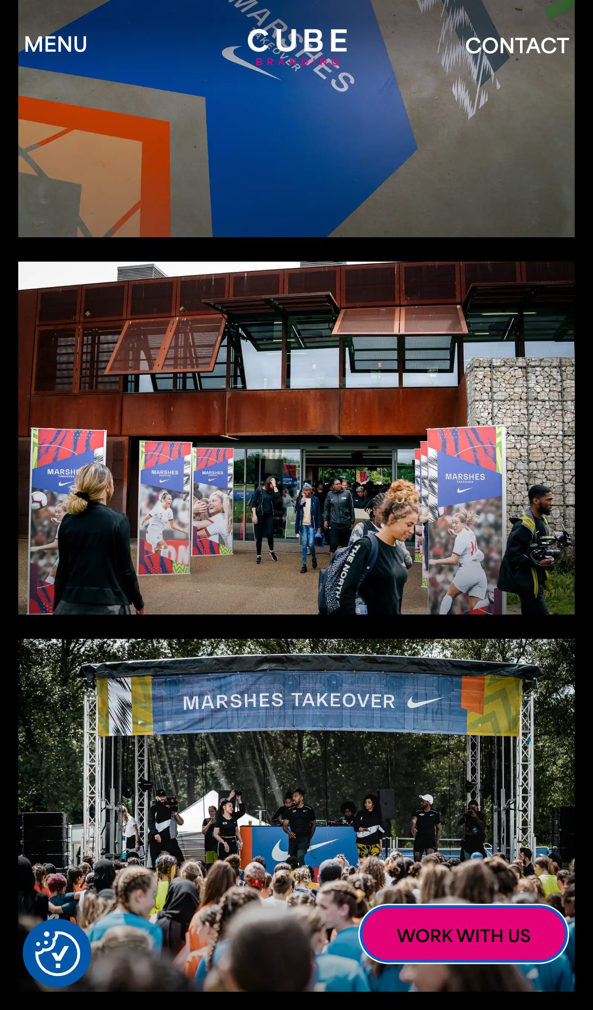 Cube Branding website on a phone: Nike Marshes Takeover
