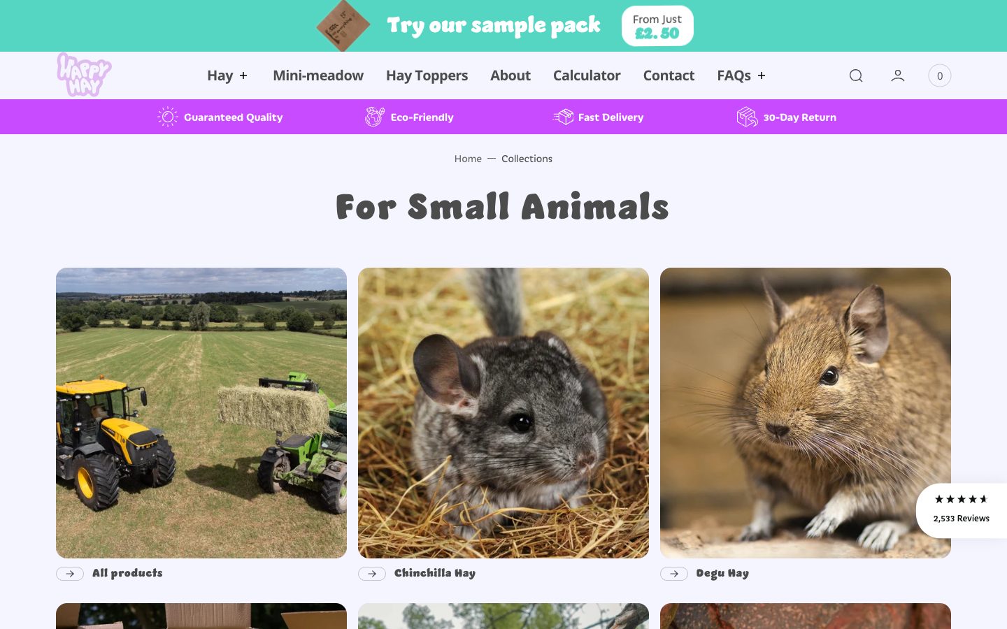 Happy Hay website: Collections