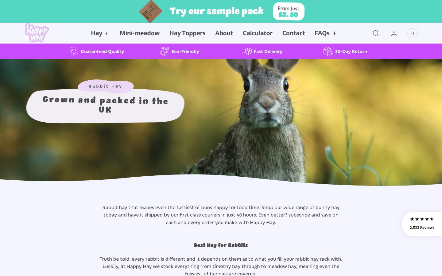 Happy Hay website: Hay for Rabbits UK