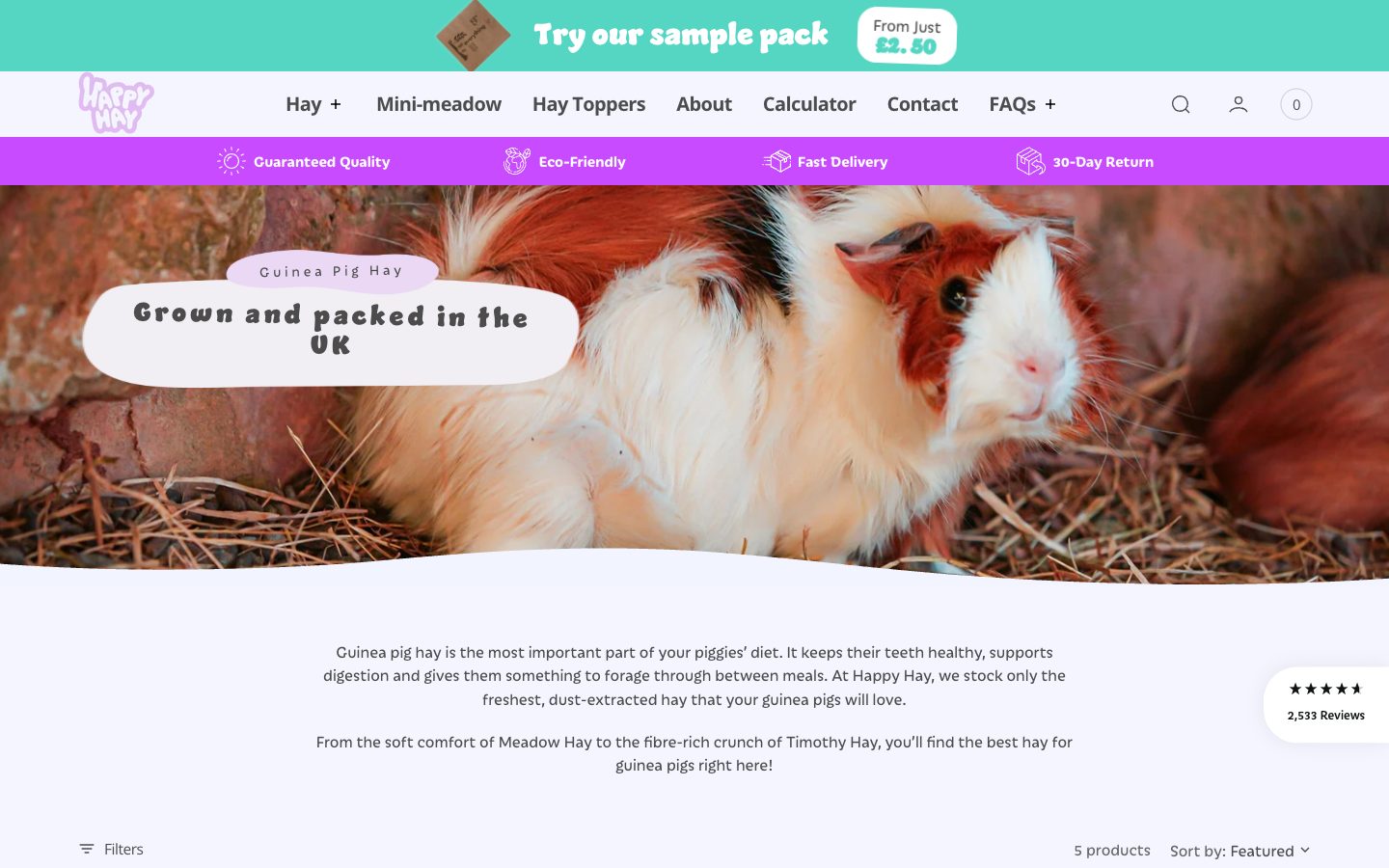 Happy Hay website: Guinea pig hay