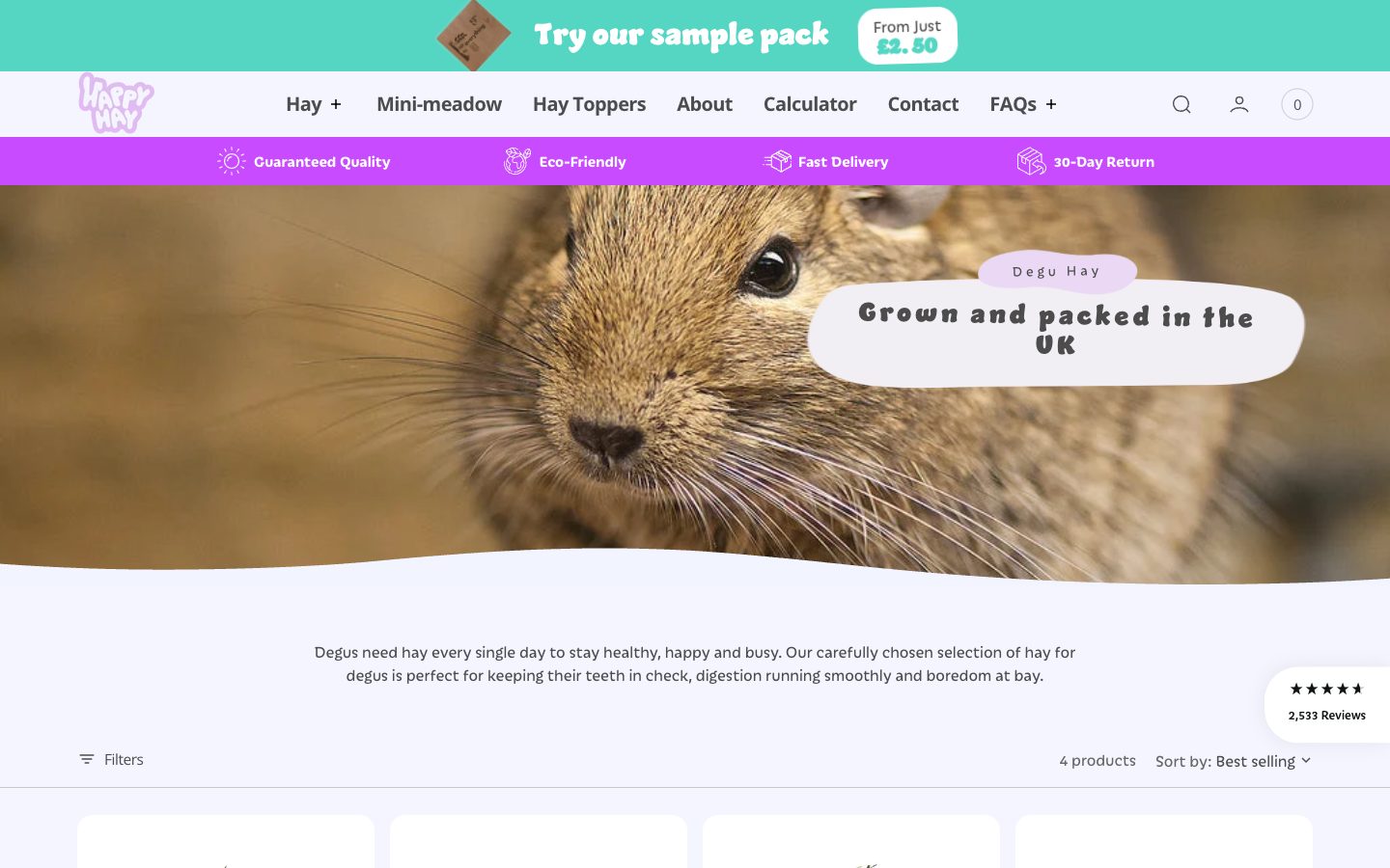 Happy Hay website: Buy Fresh Degu Hay Online