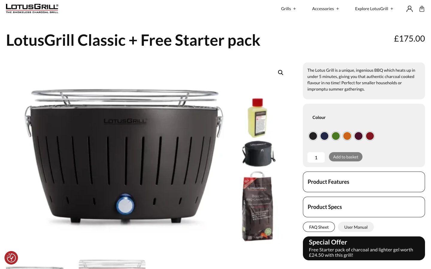 Lotus Grill website: LotusGrill Classic + Free Starter pack