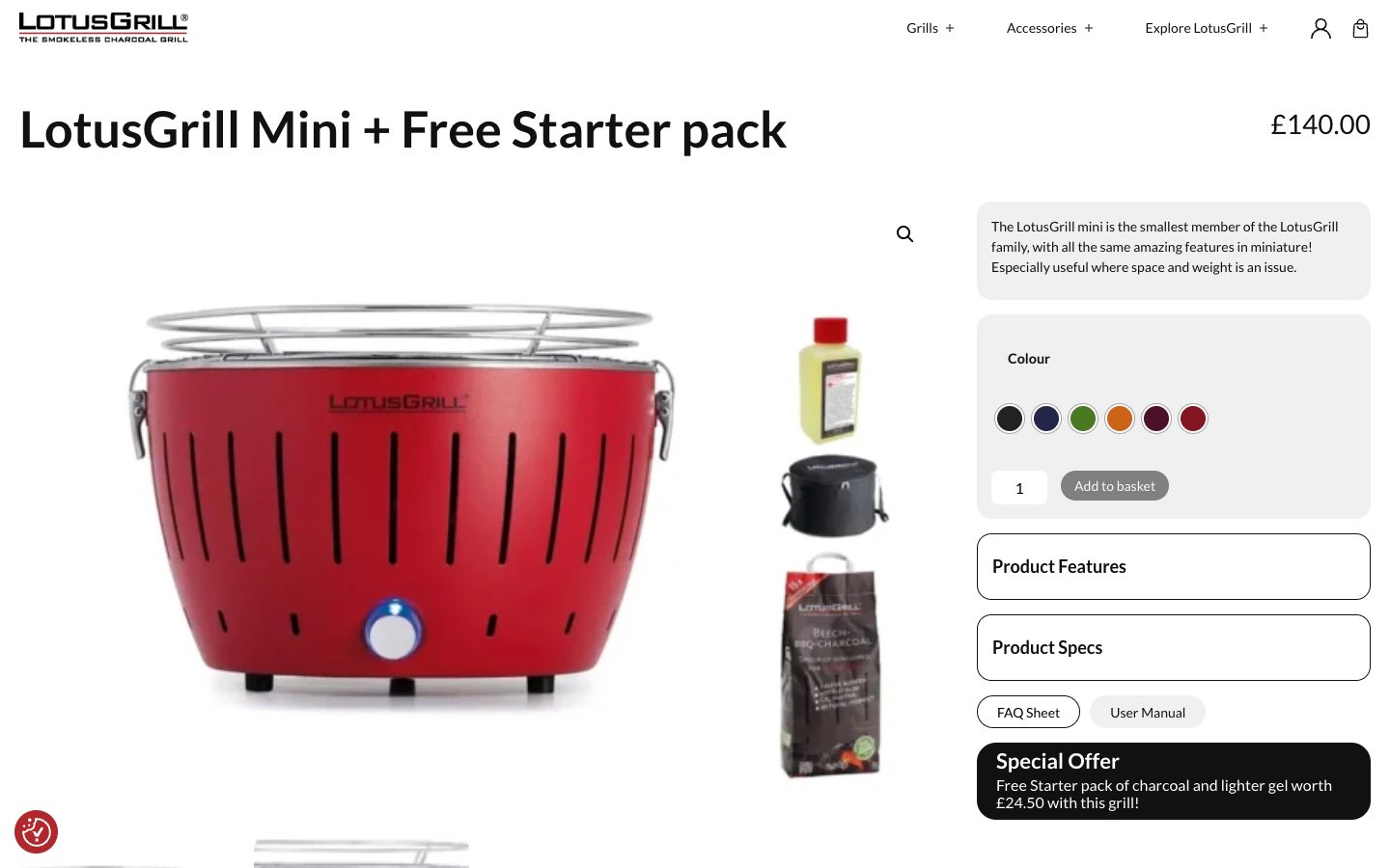 Lotus Grill website: LotusGrill Mini + Free Starter pack