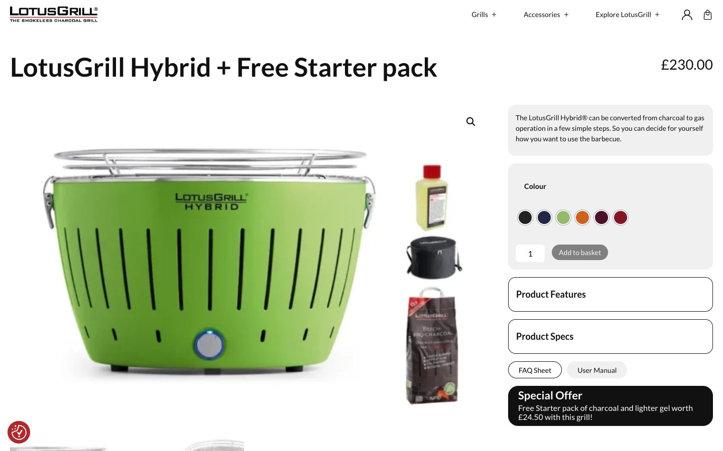 Lotus Grill website: LotusGrill Hybrid + Free Starter pack
