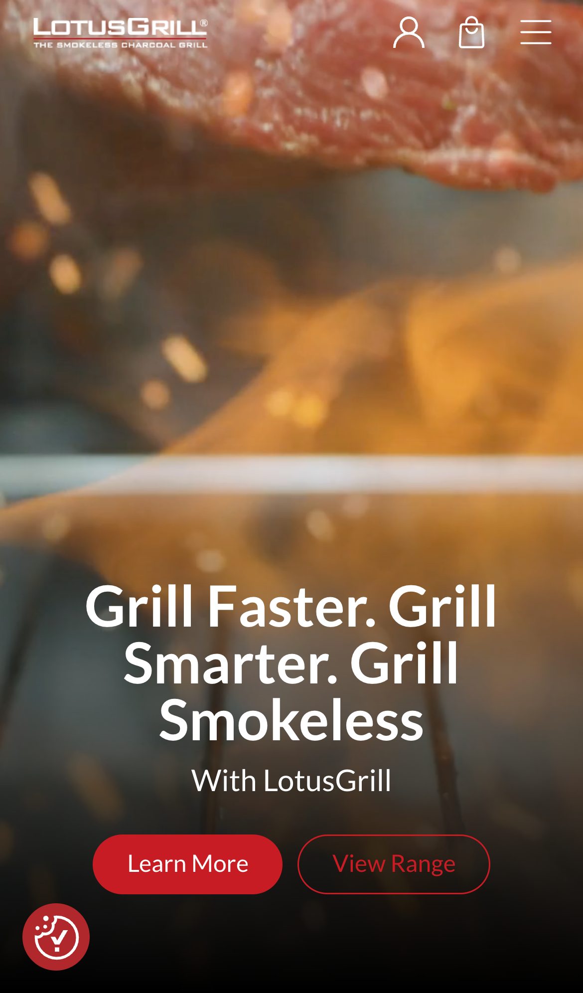 Lotus Grill website on a phone: Home