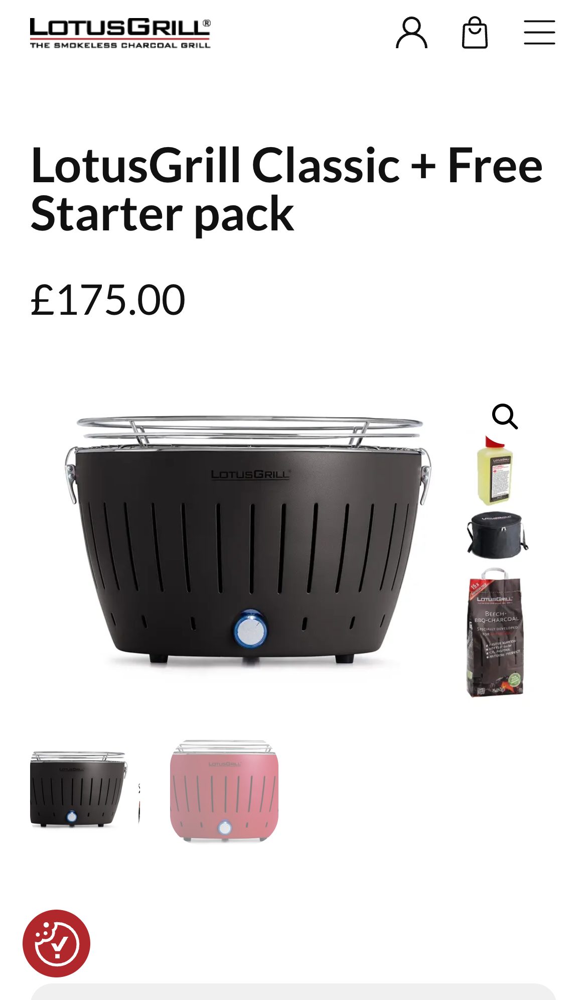 Lotus Grill website on a phone: LotusGrill Classic + Free Starter pack