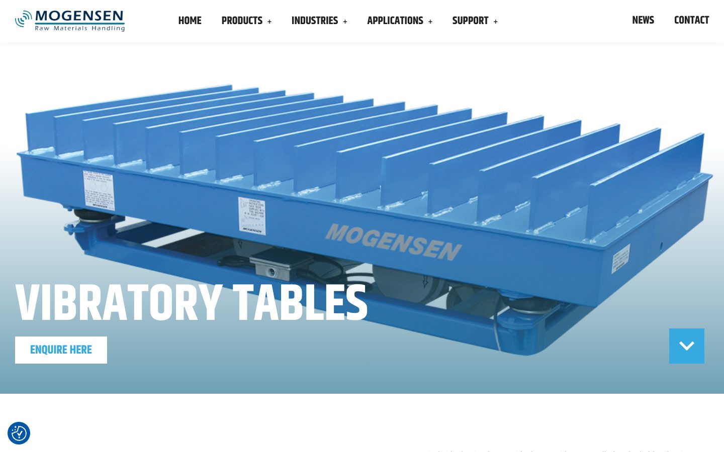 Mogensen website: Vibratory Tables | Settling and Compacting
