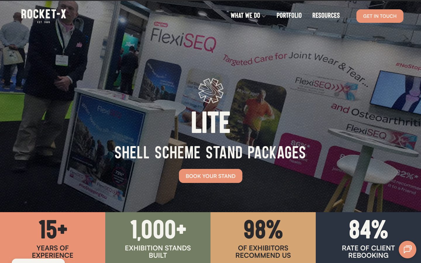 Rocket X website: LITE | Shell Scheme Stand Exhibitor Packages | Rocket