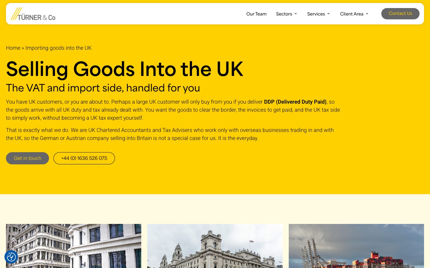 Tuerner & Co website: Selling Goods into the UK: VAT & Import Help